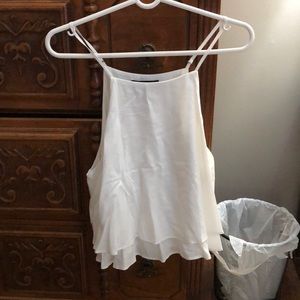 White flowy cropped shirt